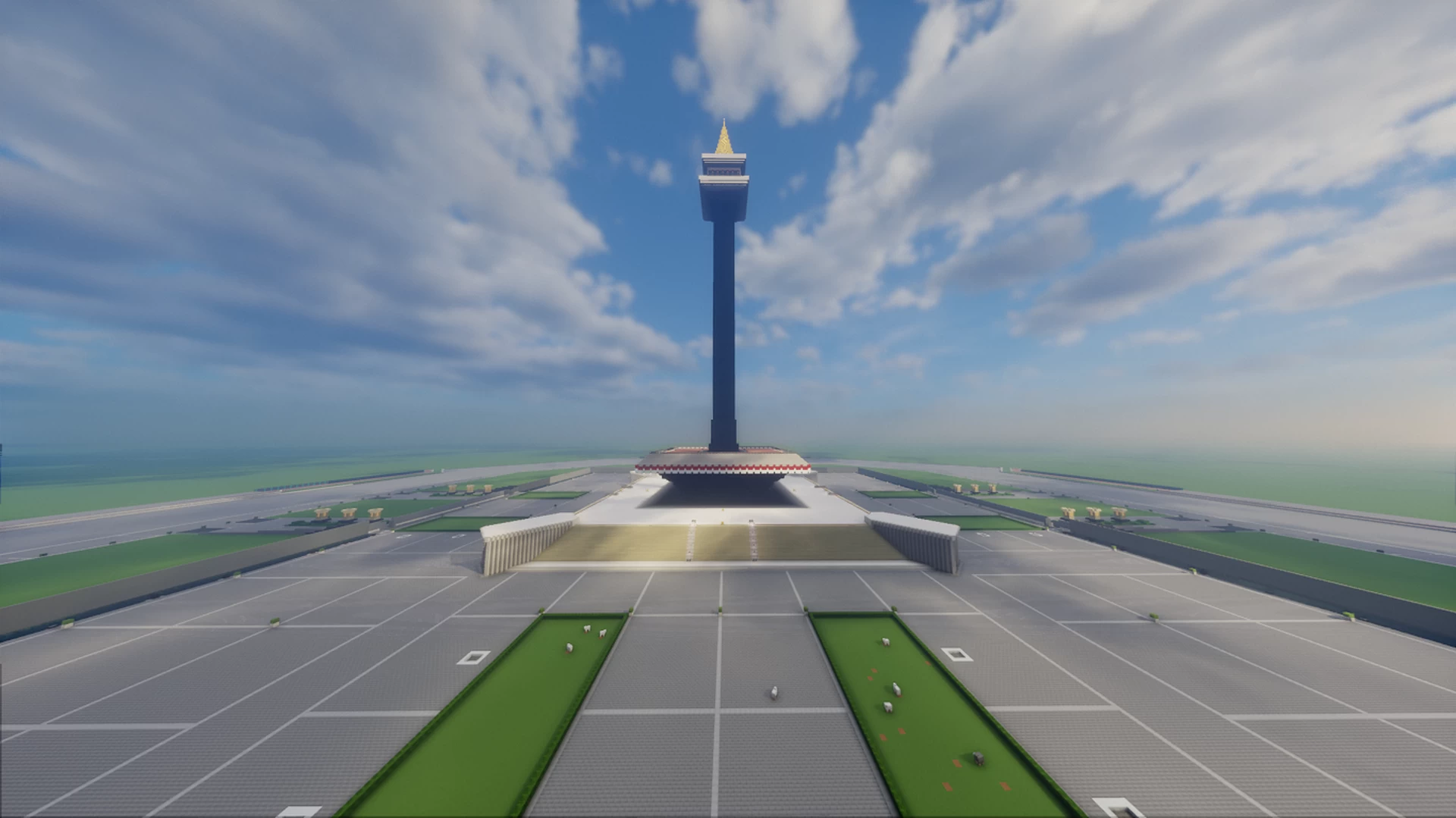 Collage of Indonesian landmarks in the world of Minecraft